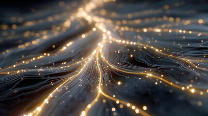 Wall Mural - Abstract Neuronal Network: An abstract representation of a complex neural network, with glowing light trails weaving across a textured surface.