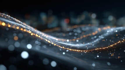 Wall Mural - Digital Symphony: Abstract wave of digital data and technology. Capture the essence of the digital world with dynamic light and particles. Evoke a sense of interconnectedness.