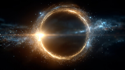 Wall Mural - Celestial Ring of Cosmic Energy: A breathtaking visual depicting a mesmerizing ring of cosmic energy gracefully encircling a central sphere, radiating with celestial light.