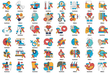 Wall Mural - A collection of medical icons, including a heart, a stethoscope