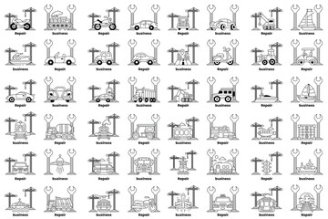 Wall Mural - A collection of medical icons, including a heart, a stethoscope