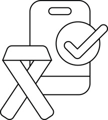 Wall Mural - A cell phone with a check mark on it and a ribbon next to it