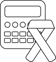 Wall Mural - A calculator and ribbon are shown on a white background