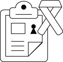 Canvas Print - A clipboard with a lock on it and a ribbon on the right side
