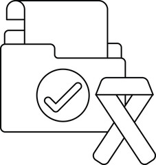 Canvas Print - A folder with a check mark on it and a ribbon tied to it