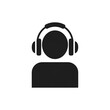 © MdJobaeir - Simple black silhouette of a person wearing headphones for audio listening