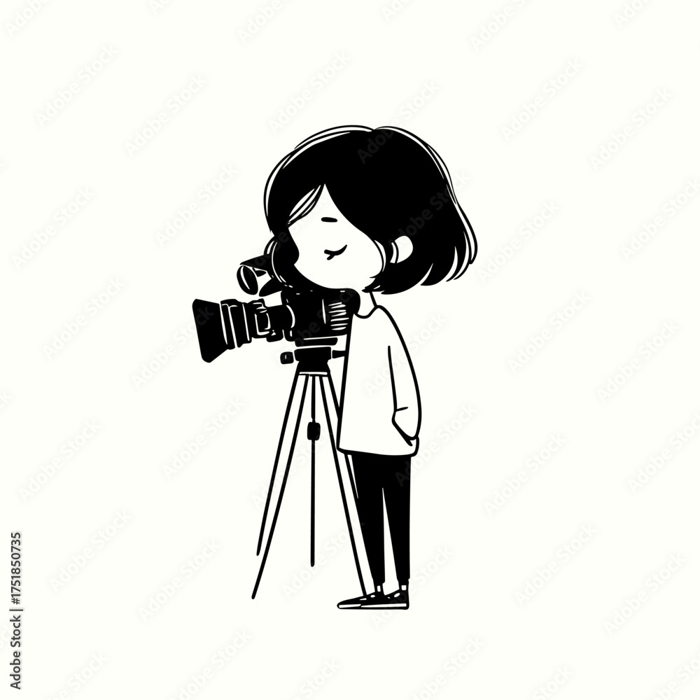 Movie Director. Movie Director simple black and white line art vector ...