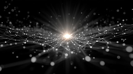 Wall Mural - Digital Network Nexus: A mesmerizing display of interconnected nodes and radiant energy pulses across a vast digital network.