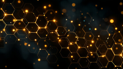 Wall Mural - Abstract Hexagon Pattern: A captivating abstract design features interconnected hexagonal shapes, illuminated with a radiant glow.