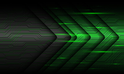 Wall Mural - Abstract green metallic arrow direction cyber geometric design modern technology futuristic background vector