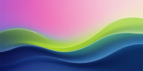 Wall Mural - Abstract flowing waves of vibrant green blue and pink colors creating a smooth gradient background