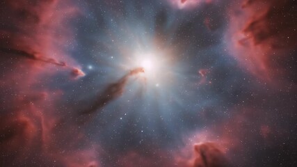 Wall Mural - Vibrant Cosmic Nebula With Glowing Star Light Rays