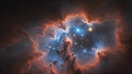 Wall Mural - Vibrant Cosmic Nebula Deep Space Background 3D Illustration