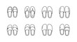 © Tanvir - Collection of eight pairs of slippers overhead view hand drawn sketch style apparel vector
