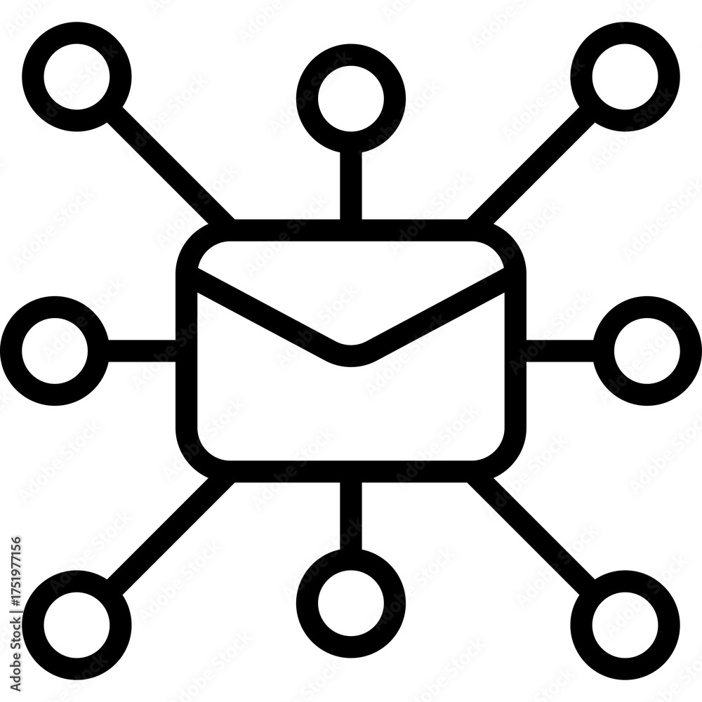 Email Connection Icon Outline of an email icon with a transparent background showing ...