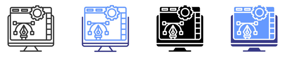 software design icon set multiple style