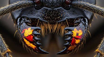 Intricate Ant: A detailed, macro shot of an ant's powerful mandibles reveals the impressive design of nature's engineering