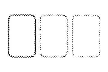 Wall Mural - Rectangular frames with scallop edges set. Rectangle frames with wavy edges. Silhouette rectangular text boxes, rectangular shapes with wiggly borders. Empty square scalloped frames