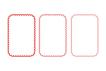 Wall Mural - Rectangular frames with scallop edges set. Rectangle frames with wavy edges. Silhouette rectangular text boxes, rectangular shapes with wiggly borders. Empty square scalloped frames