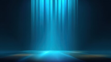 Wall Mural - abstract blue stage background with a spotlight and vertical glowing lines
