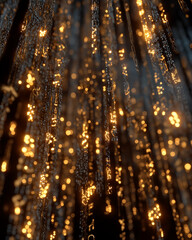 Wall Mural - Golden Light Abstract: A mesmerizing display of light, reminiscent of a celestial waterfall, cascades downwards. Each particle, a tiny beacon, glows with radiant energy.