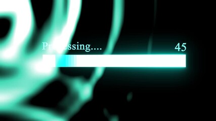Loading Bar Animation on cyan color.4K Seamless Loop Loading Bar Modern Flat Design Progress Screen with Alpha Channel.