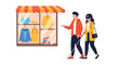 © Alhin - Guide Assists Visually Impaired Person Shopping Near Apparel Store