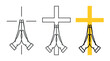 © Checha - Icon of prayer with a cross. Emoji of clasped hands, palms. Symbol of request, apology, or gratitude. Pictogram for 'please,' 'thank you,' or 'thank you.' Christian hands gesture or Thanksgiving Day.