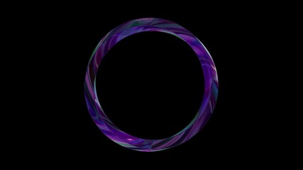 Wall Mural - Colorful 3D Twisted Circle Animation with Dynamic Color Refraction Effect, 4K Seamless Looping Abstract Glass Spiral Motion Background for Modern Creative Visuals
