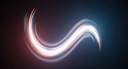 Wall Mural - Abstract light streak, curved, motion blur, red and blue gradient backdrop