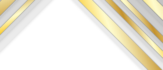 Wall Mural -  Modern abstract white background with golden stripe straight layered lines