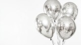 Shiny silver balloons festive cheerful party celebration