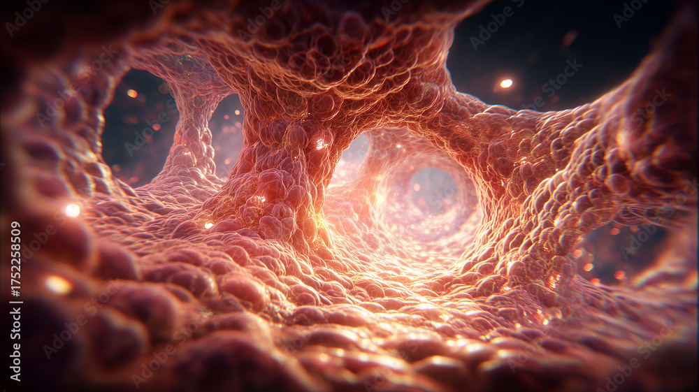Network Tissue Cellular tunnel network inside living tissue illustrating ...