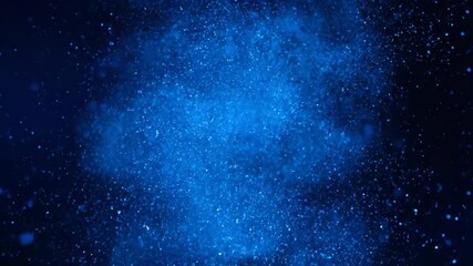 Wall Mural - Blue Glitter Burst Overlay - A beautiful blue glitter effect is seen against a dark background. Sparkling particles create a captivating burst of light and texture.