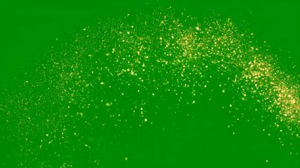 Wall Mural - Golden Glitter Sparkle Trail on Green Screen - A dazzling stream of golden glitter sparkles against a vivid green background. This animation effect creates a magical and celebratory visual.