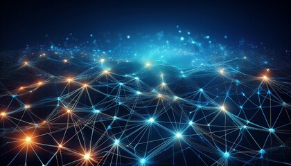 interconnected web of glowing nodes mesh network neural network internet concept