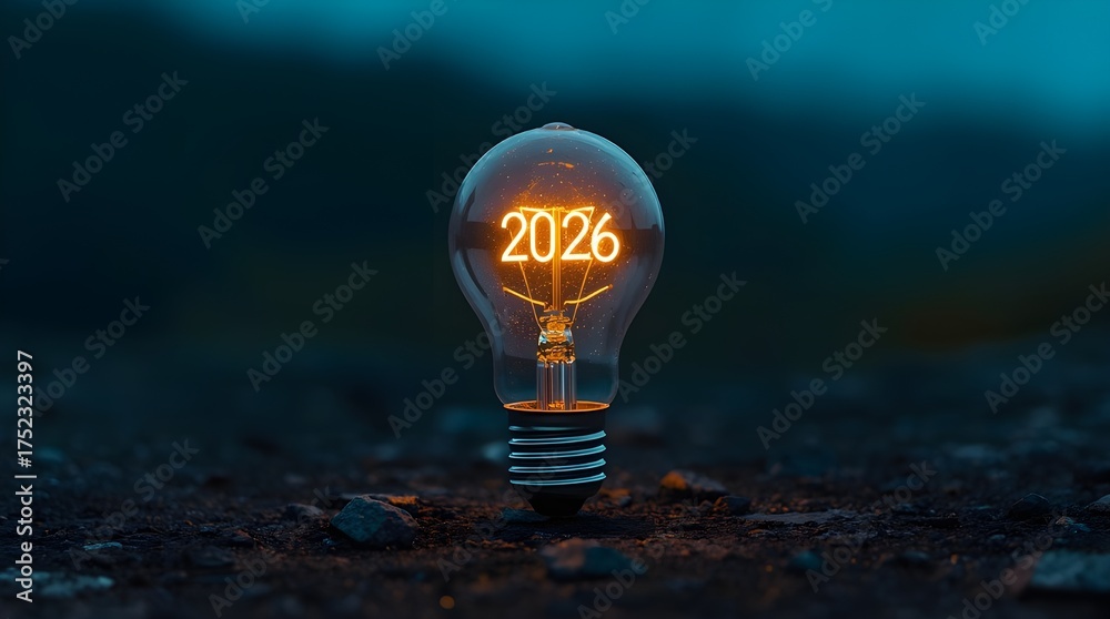 Light bulb showing year 2026 symbolizing future Stock Illustration ...