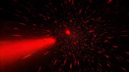 Wall Mural - Red Streaks of Light on Black Background - This video shows a dynamic visual of red streaks and particles against a black background.