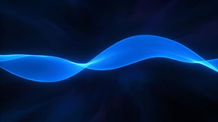 Wall Mural - Smooth Blue Light Wave Abstract - A flowing blue light wave is depicted against a dark background. The video creates a futuristic and serene ambiance, perfect for visual effects or abstract design.