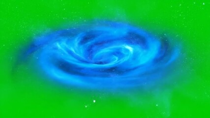 Wall Mural - Blue Energy Vortex on Green Screen - A dynamic abstract illustration of a blue energy vortex or portal against a bright green background.