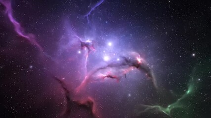 Wall Mural - Colorful Nebula in Space - A vibrant and colorful nebula is depicted, with flowing abstract shapes and a backdrop of countless stars.