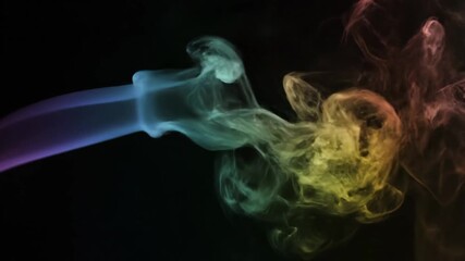 Wall Mural - Abstract Colorful Smoke Waves - A beautiful and creative video showcasing colorful smoke waves against a dark background.