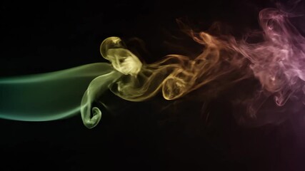 Wall Mural - Abstract Colorful Smoke Waves - A mesmerizing abstract video featuring swirling, colorful smoke against a black background.