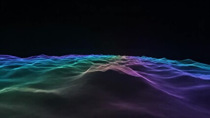 Wall Mural - Abstract Sound Wave Visualization - An artistic video of sound waves is shown with vibrant colors rippling across the video.