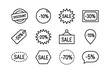 © Rifat - Collection of black and white sale and discount icons ideal for promotional marketing and online advertising for retail businesses