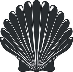 Wall Mural - Black and white stylized seashell illustration, perfect for design and decorative purposes.