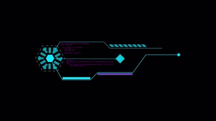 Wall Mural - Dynamic Futuristic HUD Interface: Abstract Digital Data Processing, Code Execution, and Network Visualization