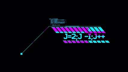 Wall Mural - Futuristic HUD Callout Animation Featuring Digital Programming Code and Glitching Data Interface