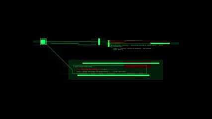 Wall Mural - High-Tech Futuristic Computer Interface Animation Showing Code Execution and Data Input