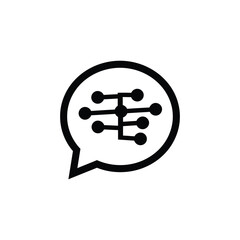 Vector art of chat bubble with network connection for communication and technology concept